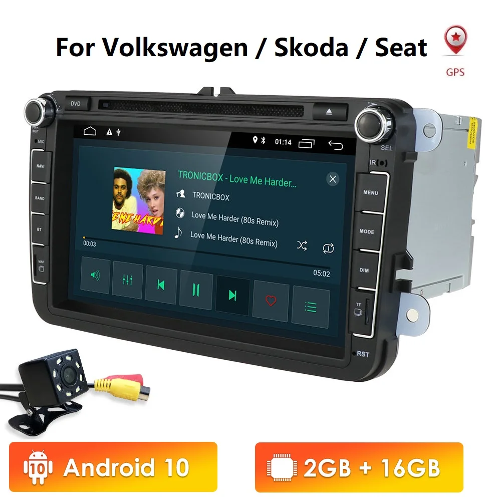 Автомобильный DVD плеер 2DIN Android 10 8 дюймов для VW POLO GOLF 5 6 PASSAT B6 CC JETTA TIGUAN TOURAN EOS SHARAN SCIROCCO
