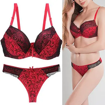 

Padded Bra Set Spring Autumn Lace Prints Ladies Womens Underwear Lingerie Knickers Panties V Neck Nylon Female Bra Set New