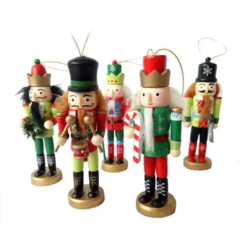 

5pcs 12cm Wooden Nutcracker Doll Soldier Miniature Figurines Vintage Handcraft Puppet New Year Christmas Ornaments Home Decor