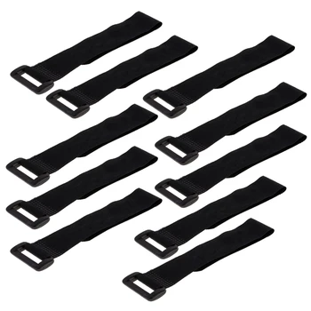 

10 Piece Nylon Hook and Loop Strap Wire Computer PC Cable Ties Band with Buckle Black