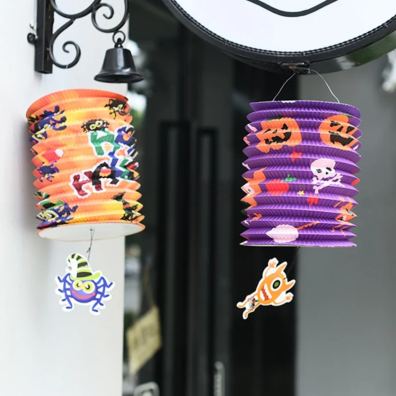Halloween Folding Organ Paper Lantern Children's Portable Paper Pumpkin Bat Skeleton Hanging Lantern Light Lamp Halloween Decor Halloween Folding Organ Paper Lantern Children's Portable Paper Pumpkin Bat Skeleton Hanging Lantern Light Lamp Halloween Decor
