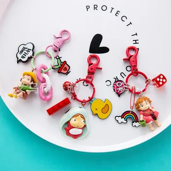 

New Ponyo on the Cliff By the Sea Keychain Model Toys Fish-shaped Ponyo Handbag Pendant Spirited Away No Face Man Dolls Gift Toy