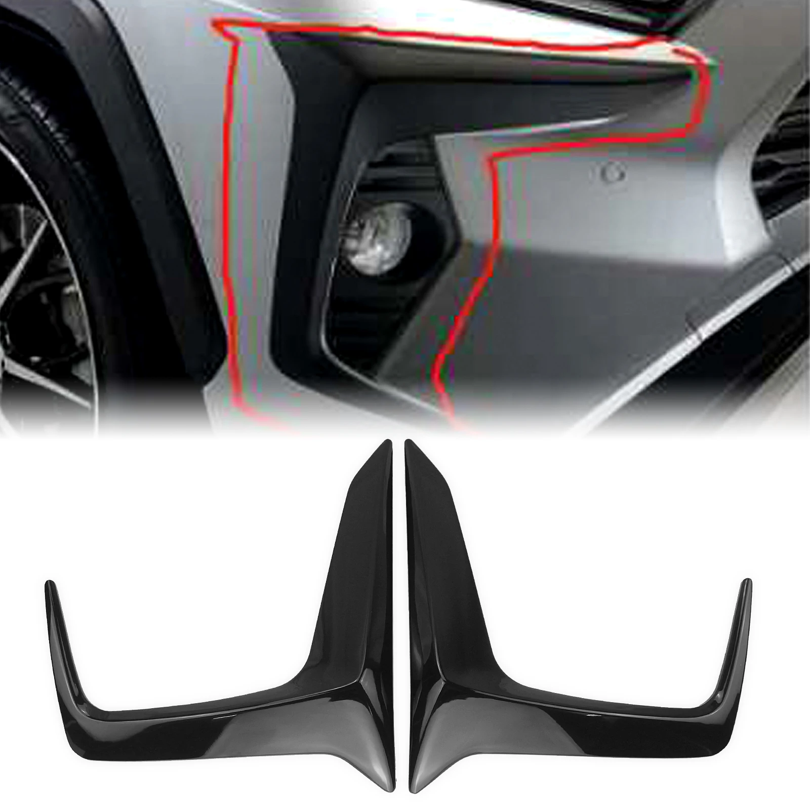 

For Toyota RAV4 RAV 4 2019 2020 2021 2022 Front Bumper Fog Light Frame Splitter Air Intake Vent Lamp Cover Spoiler Eyebrow Bezel