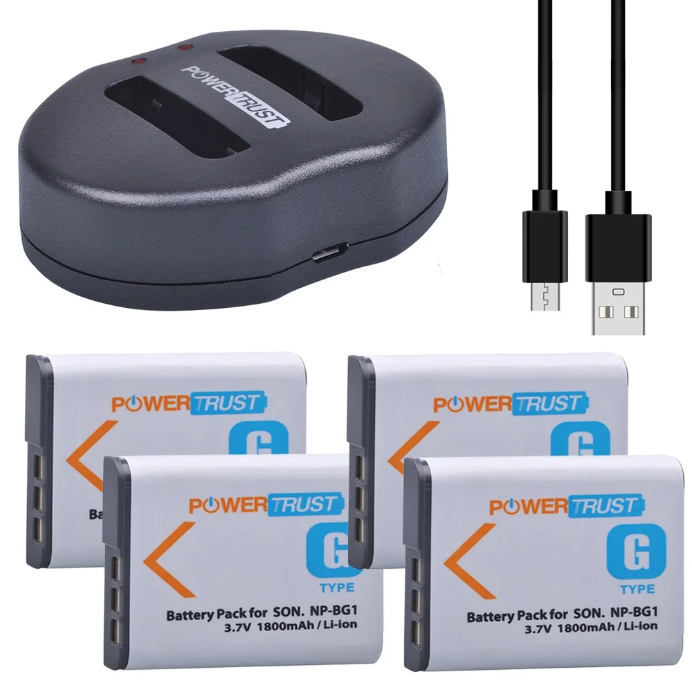 Np-Bg1 Np-Fg1 Batteria + Caricatore Doppio Per Sony Cyber-Shot Dsc-H3, Dsc-Hx5V, Dsc-N2, Dsc-T20 Dsc-W30 Dsc-Wx1 Hdr-Gw77V Handycam