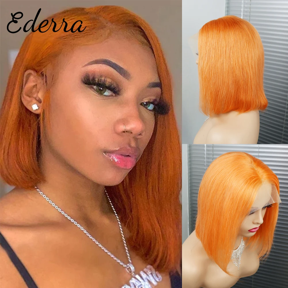 

Orange Colored Human Hair Wigs Honey 13*4 Lace Front Wig Bob Wig Transparent Lace Wigs Brazilian Wigs For Women Human Hair Remy