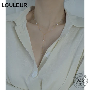 

Louleur Real 925 Sterling Silver Pearl Necklace Female Elegant Gold Party Necklace For Women Light Luxury Fine Jewelry Gifts