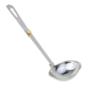 

NEW-Silver Spoon Outdoor Tableware for Camping Stainless Steel Folding Spoon Foldable Soup Ladle Portable Cooking Utensils