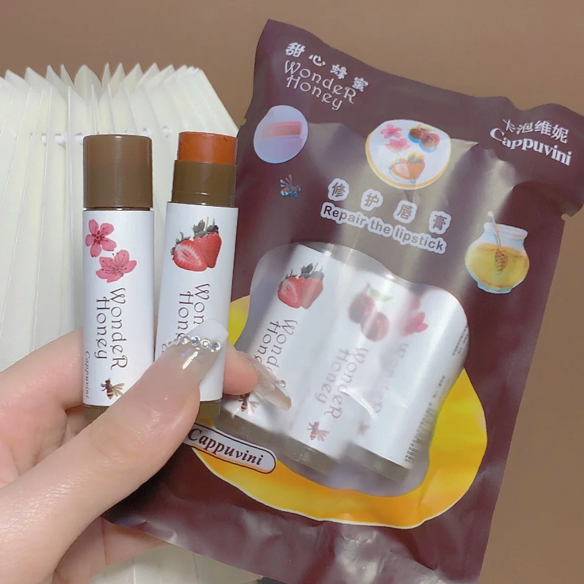 

Free shipping Cherry plum strawberry cp three packs colored moisturizing painting makeup lipstick lipstick primer lipstick set