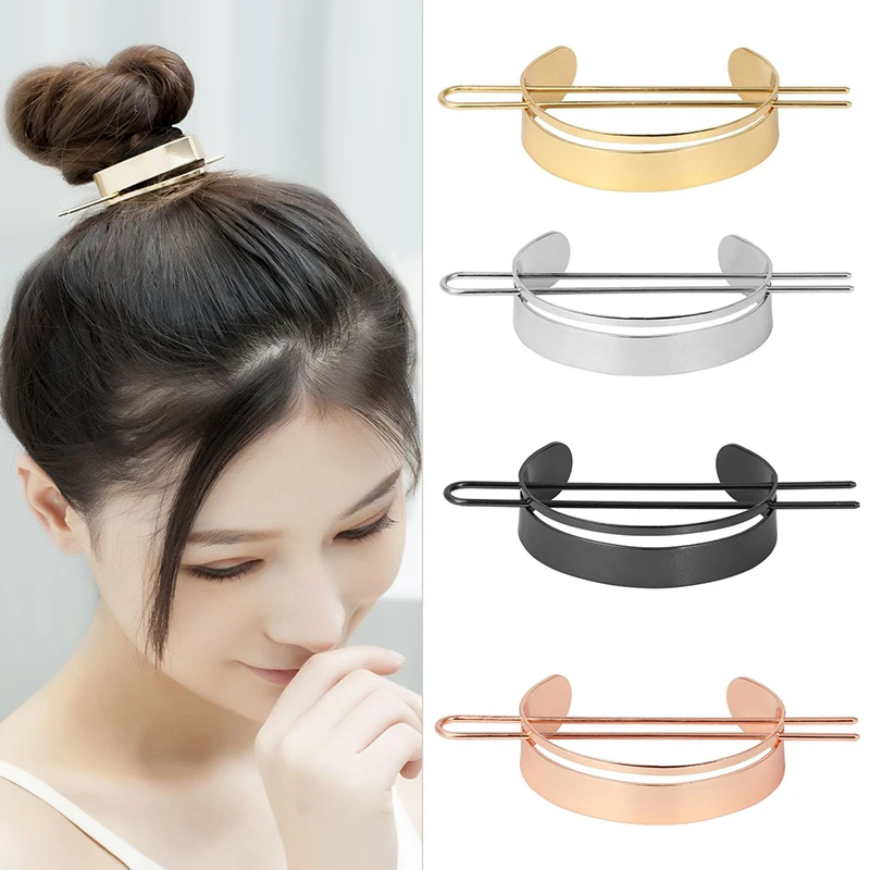 

Feather Shaped Retro Hair Clip Geometric Hair Accessories Alloy Round Top Hairpin Minimalist Stick For Women Hair Jewelry