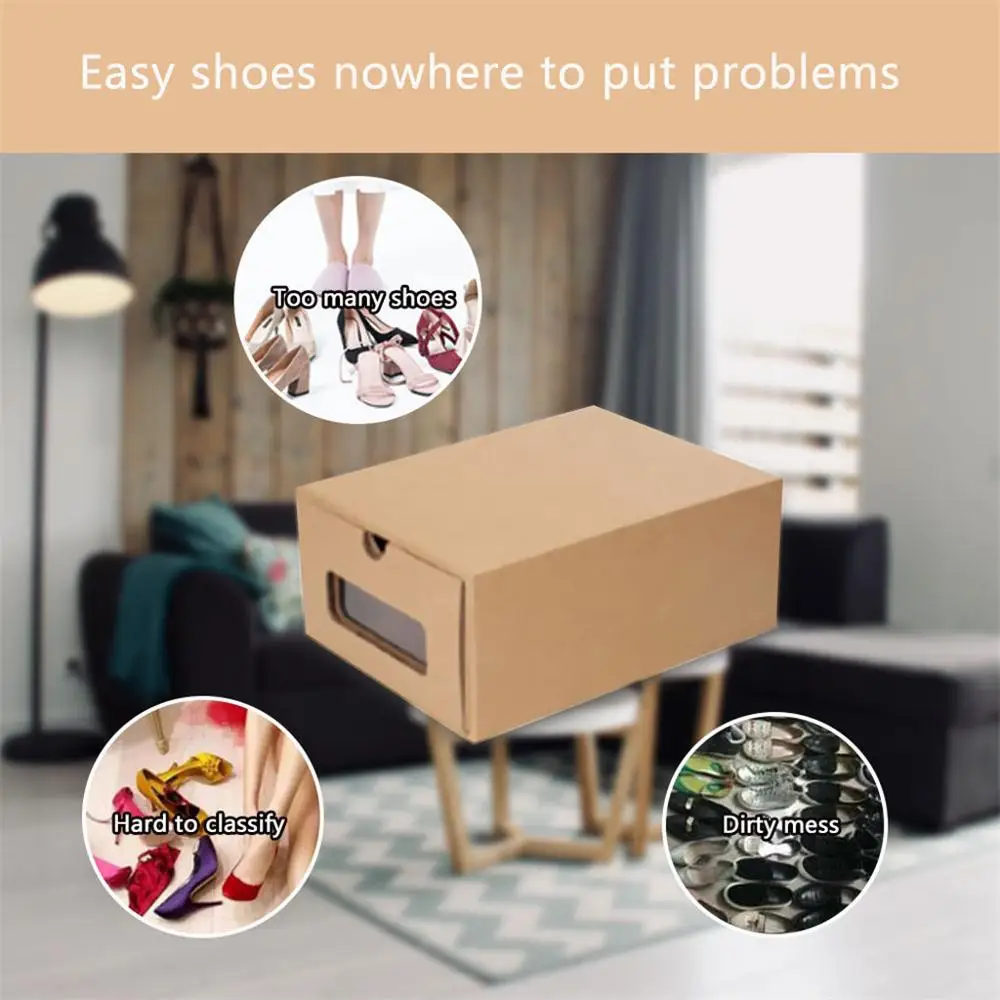 Утолщенная коробка из крафт-картона прозрачный ящик для обуви короб розетки экологически складной ящик типа обуви коробка A40