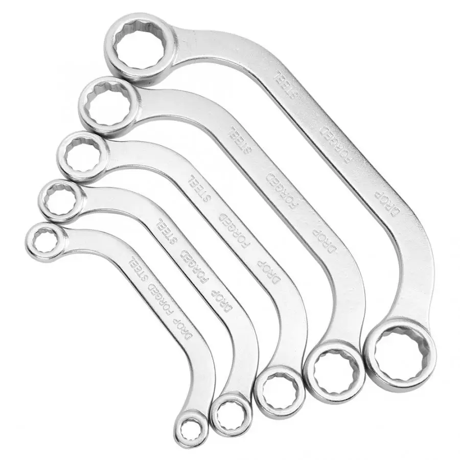 

5pcs 8-22mm Metric Wrench Kit Half Moon Double-Ended Chrome Vanadium Steel Spanner High Quality