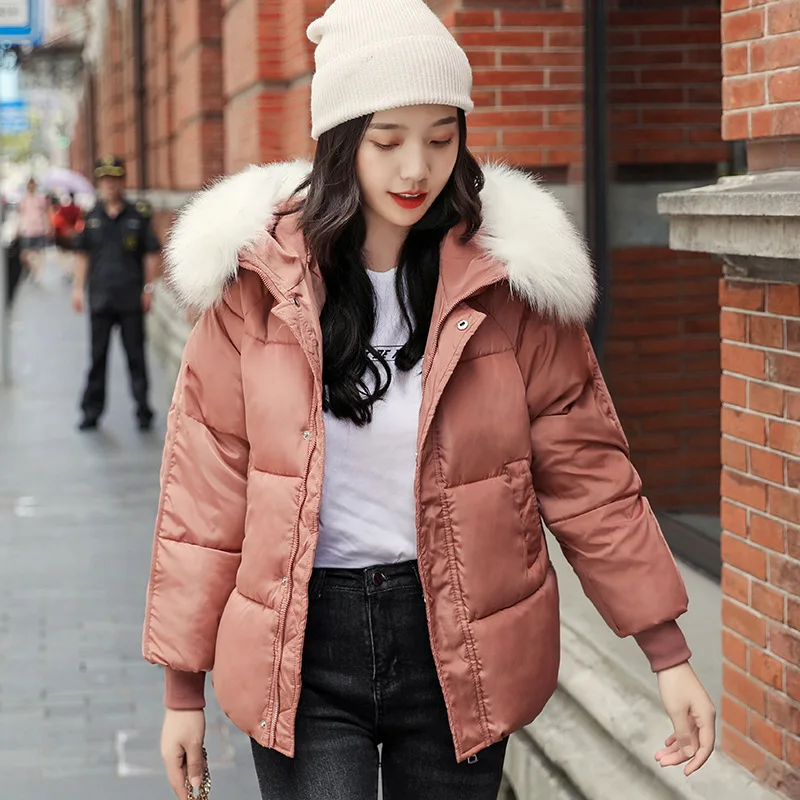 2020 Winter Bubble Jacket for Women Thick Parka Short Style Hooded Fur Collar  Solid Casual Female Coat Kobieta Kurtka