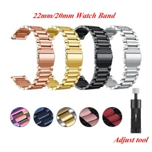 22mm 20mm Band for SAMSUNG Galaxy Watch 42 46mm galaxy watch 3 45mm Active 2 Stainless Steel Bracelet for Amazfit Bip GTR straps