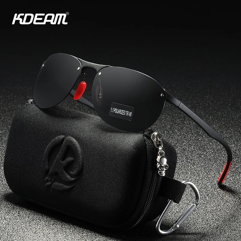 Polarized Sunglasses Rimless Oval Men's TR90 Material Frame TAC Polarization Lense Soft Rubber Foot Cover