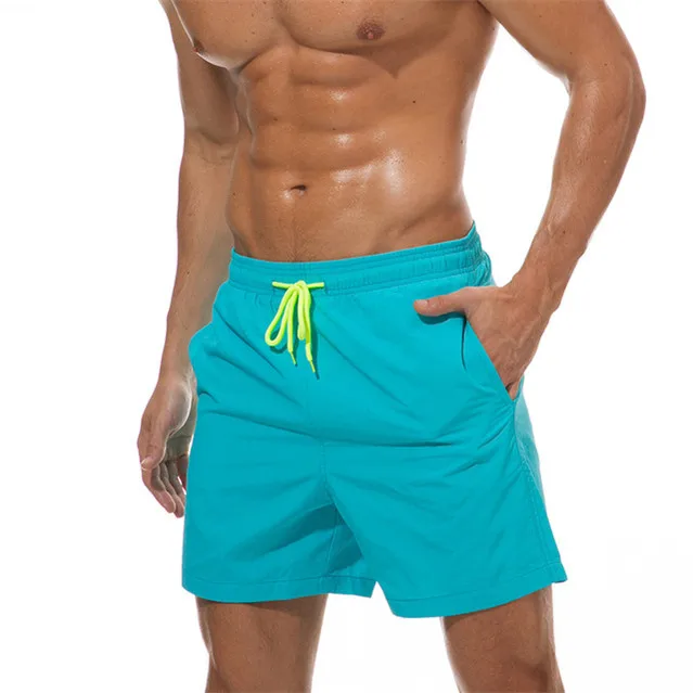 Sky blue Мужская одежда для плавания, мужские плавки, мужские плавки, Maillot De Bain Homme, купальный костюм, бермуды, пляжная одежда для серфинга, мужские пляжные шорты - Цвет: Sky blue