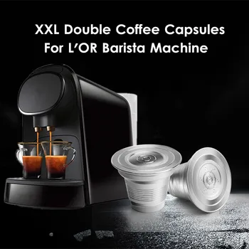 

iCafilas Stainless Steel XXL Double For LOR Coffee Capsule Pods Refillable Reusable Filters For L'OR BARISTA LM8012 Machine