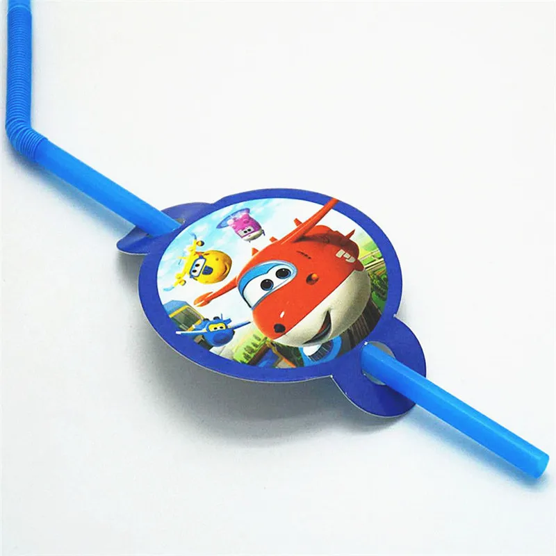 

10pcs about 26cm disposable plastic straws superwings/super wings themed birthday party supplies home for children