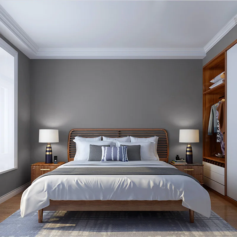 

[Waterproof Stain-Resistant] Cement Gray Industrial-Style Silk Living Room Wallpaper Now Northern European-Style Bedroom Non-wov