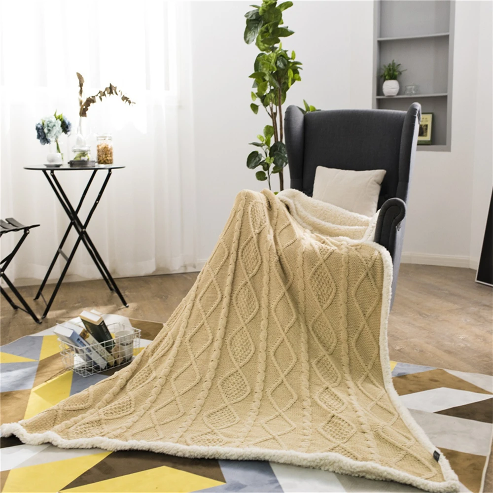 Скандинавское одеяло s кашемировое Двухслойное скрученное вязаное ...