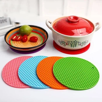 

Multi-use Round Non-slip Heat Resistant Mat Hang Tableware Coaster Cushion Placemat Pot Holder Cup Mat
