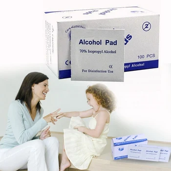 

100pcs/Box Alcohol Pads Wet Wipes Swabs Preps Cleaning Sterilization 70% Isopropyl Antiseptic Cleaning Care For Cosmetics