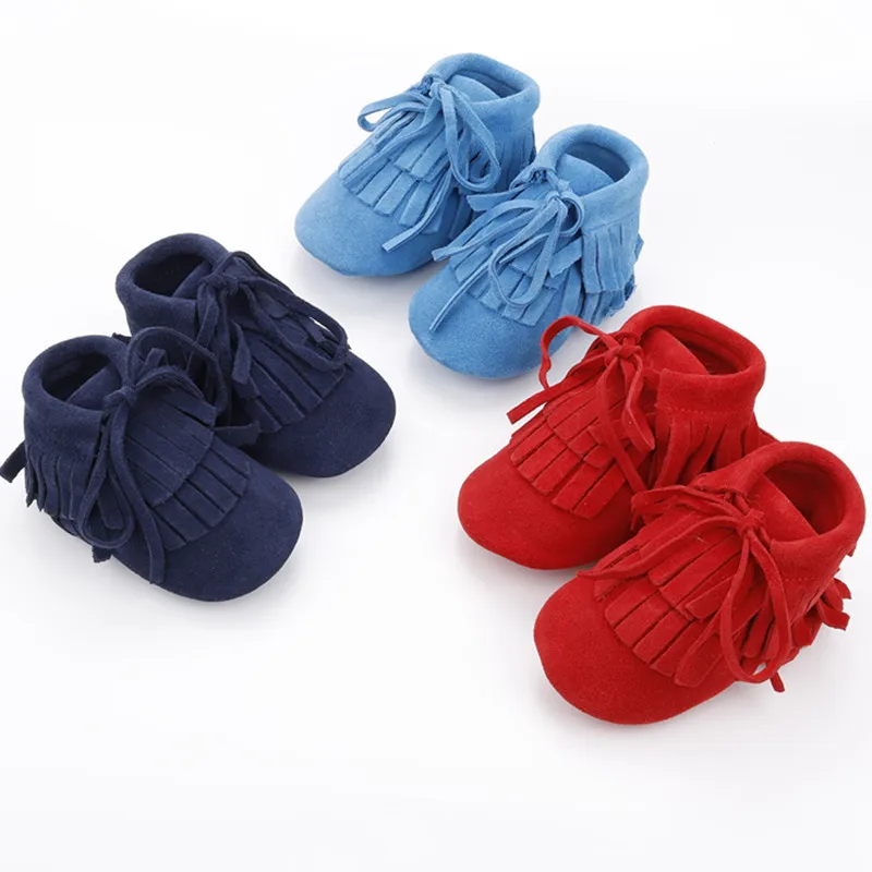 [Simfamily] Нескользящие Детские ботинки мягкие ботинки из натуральной кожи для маленьких мальчиков и девочек однотонная обувь с бахромой для малышей