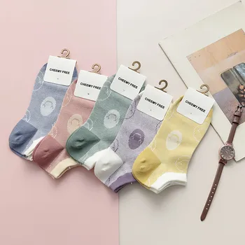 

New High Quality 1Pair Unisex Comfortable expression Cotton Socks Woman Slippers Short Ankle Socks in 5 Colors