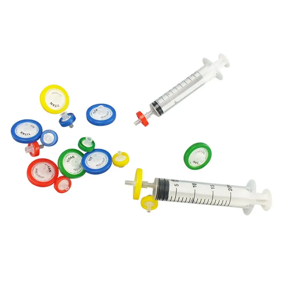 Лабораторные принадлежности Гидрофобный PTFE игольчатый фильтр эксперимент шприц аксессуары одноразовый шприц фильтр