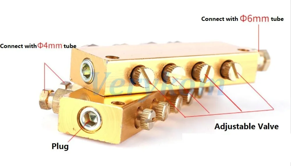 Пневматическое масло распределитель B тип регулируемый сепаратор система смазки распределительный клапан TK мульти путь 2~ 12 путь 6 мм 4 мм