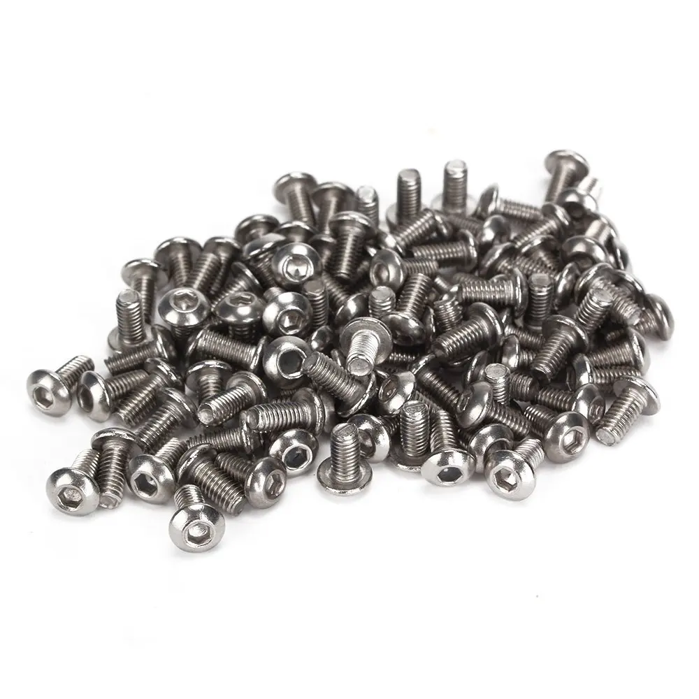 

304 tainless Steel Button Head Hex Socket Cap Screws Bolts Metric Thread M3 x 6mm Pack Of 100
