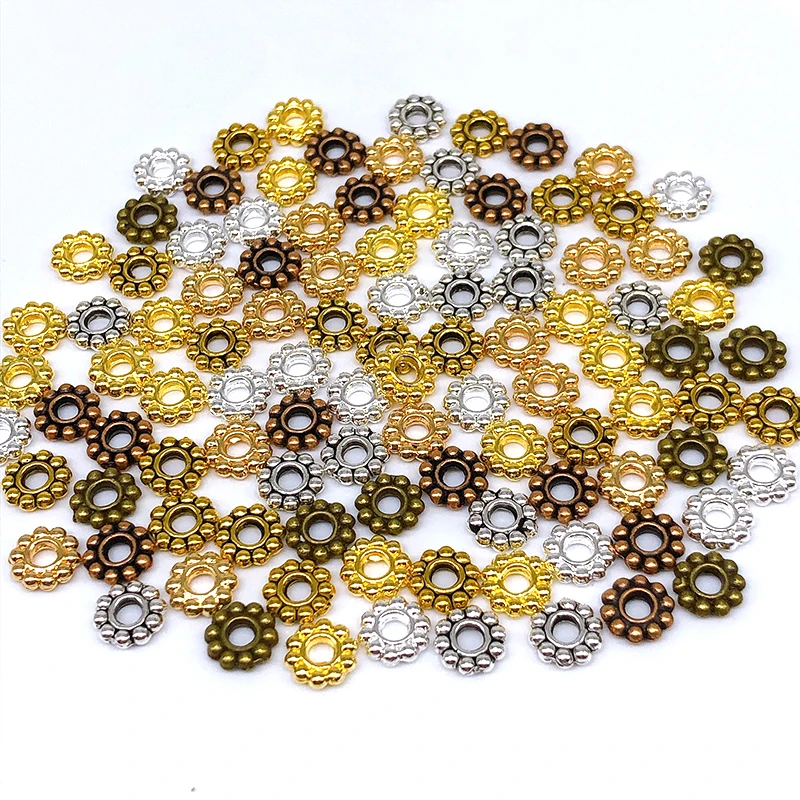 5x3MM Antique Silver Tone Spacer Beads Floral 30 Pcs Bulk Lot Options 62663-2292
