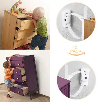 

12 Pack Furniture Straps Baby Proofing Anti-tip Walls Proofing Anti-tilt Furniture Anchors Kit Child Safety Straps Earthquake