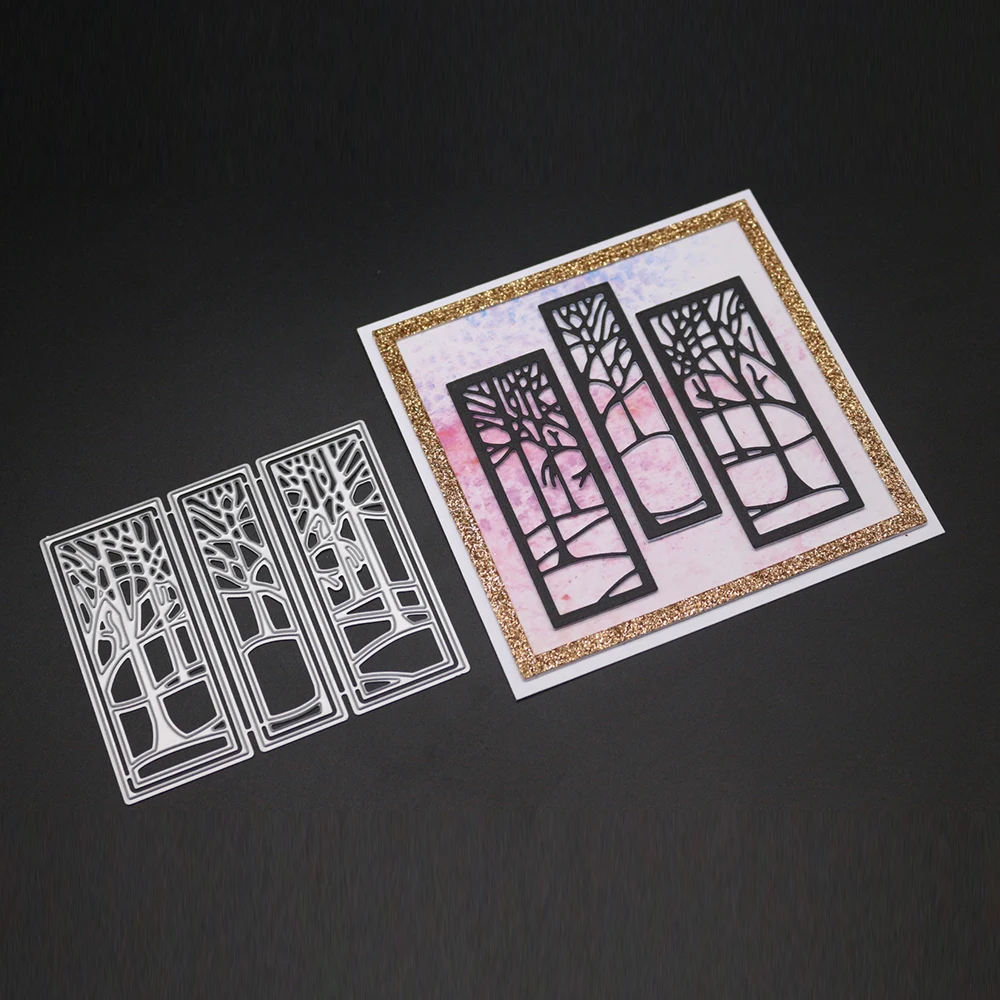 

3 Pcs Tree Frame Adv-one Metal Cutting Dies Stencils For DIY Scrapbooking Embossing Paper Cards Photo Album Making Craft