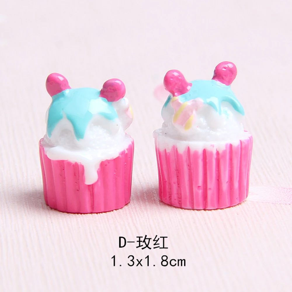 10pcs/lot MM Resin 3d Cute mickey mini cupcakes food play DIY Crafts simulation Decoration Accessories