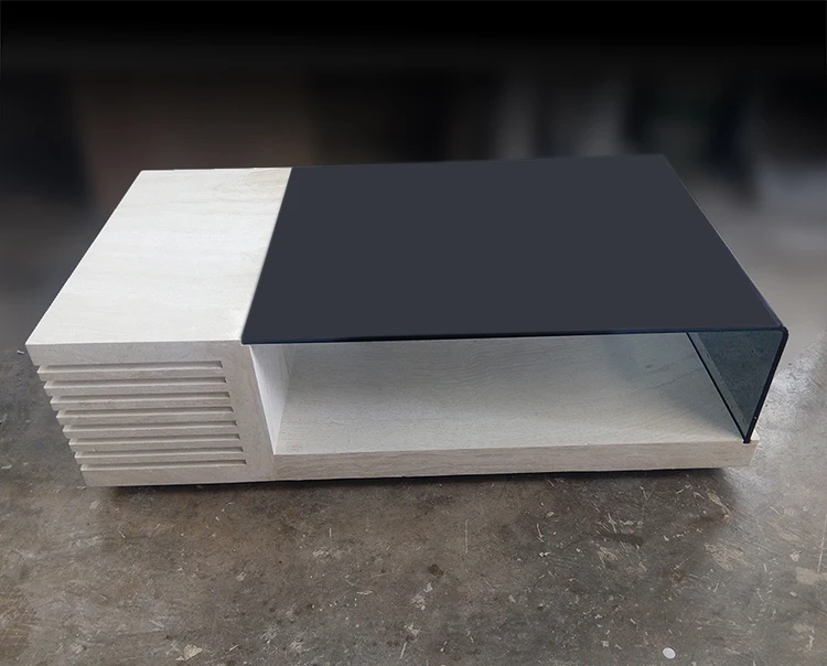 Best wholesale luxury hollow out white marble center glass coffee table