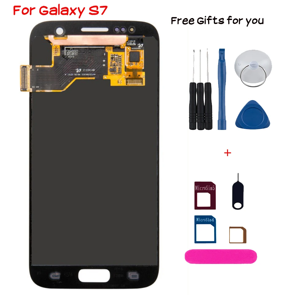 Новый ЖК дисплей для Samsung Galaxy S7 с рамкой сенсорный экран в сборе замена G930 G930F