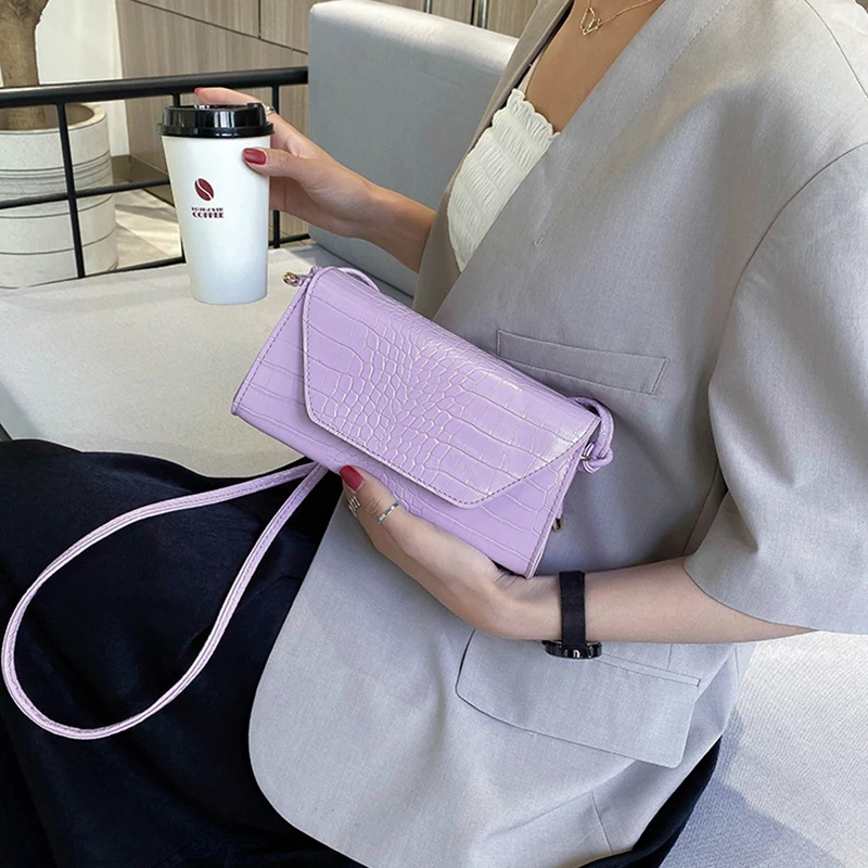 

Stone Pattern PU Leather Crossbody Bags For Women 2020 Simple Solid Color Shoulder Handbags Female Travel Flap Cross Body Bag