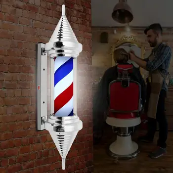 

Waterproof LED Barber Shop Pole Sign Rotating Illuminating Pole Bright Stripe Light for Hair Salon Barber Accessories