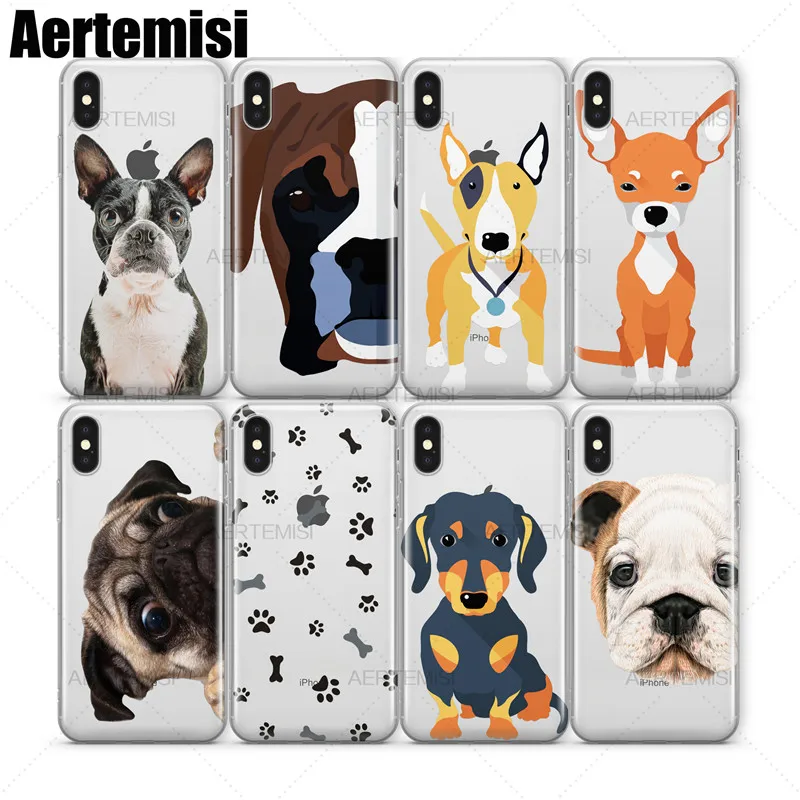 

Aertemisi Phone Cases Rottweiler Schnauzer St. Bernard Puppy Westie Clear TPU Case Cover for iPhone 7 8 Plus X XS Max XR