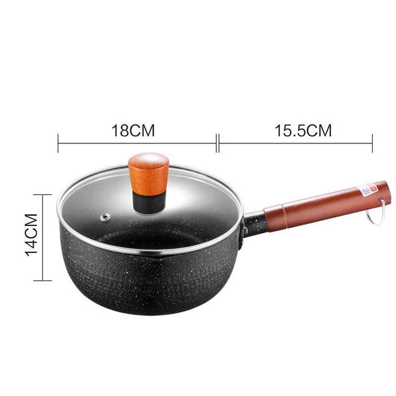 Milk pot Non-stick Pan kitchen Soup pot stainless steel stew Baby food boilers noodles Porridge pot single handles saucepan - Цвет: 18cm set