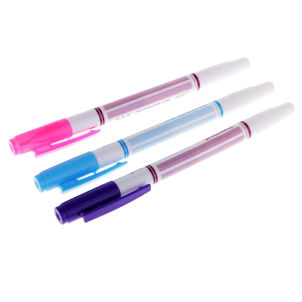 3 Pieces Water Erasable Pen Water Soluble Pen Cross Stitch Craft for Fabric Cloth Temporary Marking