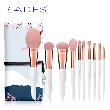 

LADES 10PCS Makeup Brushes Set Foundation Powder Eyeshadow Eyebrow Rose Gold White Women Beauty Make up Brush Tools