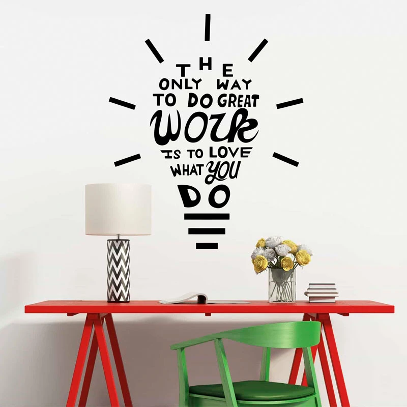 Love Work What You Do Motivational Quotes Wall Sticker Creative Light Bulb  Design Office Decor Vinyl Wall Decals Murals A350 - Wall Stickers -  AliExpress