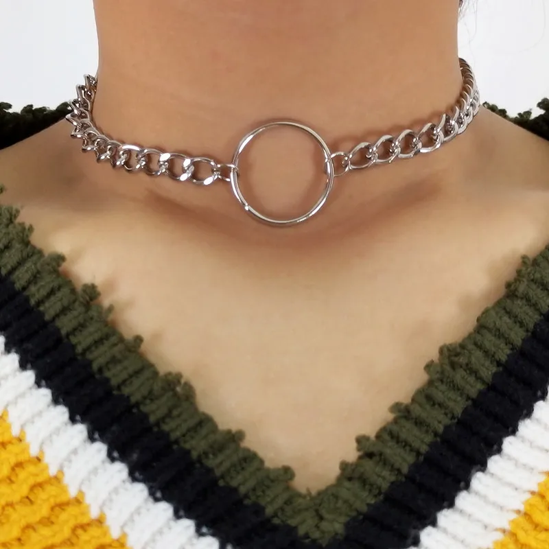 Hollow Circles Choker Necklaces Chunky Chain Jewelry Statement