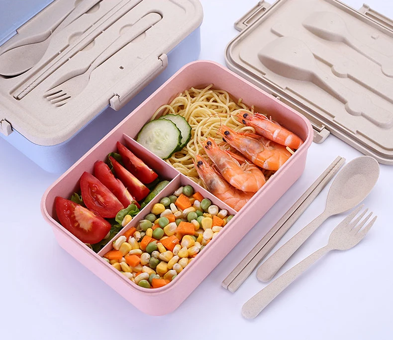 Японский стиль Пшеничная солома прочный Bento Box портативная Герметичная крышка посуда контейнер для еды многофункциональная походная посуда