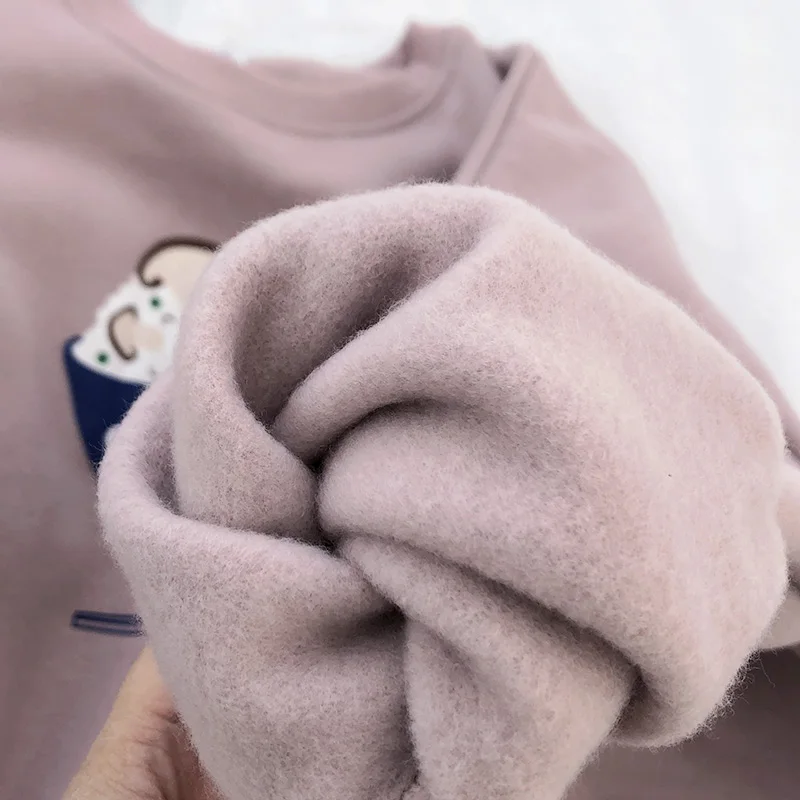 Mooirue, Женская Толстовка Kawaii, утолщенная, забавная, с принтом еды, свободная, повседневная, уличная, корейский стиль, пуловер с круглым вырезом, женские топы