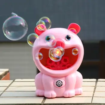 

Summer Bubble Bread Bubble Machine Fully Automatic Seven Color Electric Bubble Gun Hand Strap Music Lights