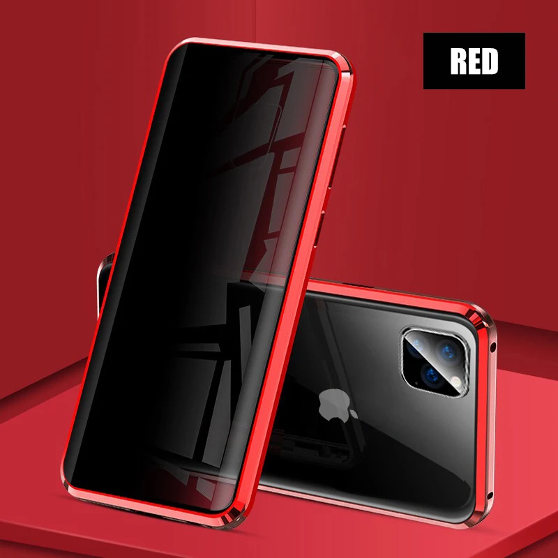 Металлический магнитный чехол для iPhone 7, 8, 11, XR, samsung, Note10+ S10, S9, Магнитный чехол для huawei P20, P30, Pro, противоскользящий чехол - Цвет: Red