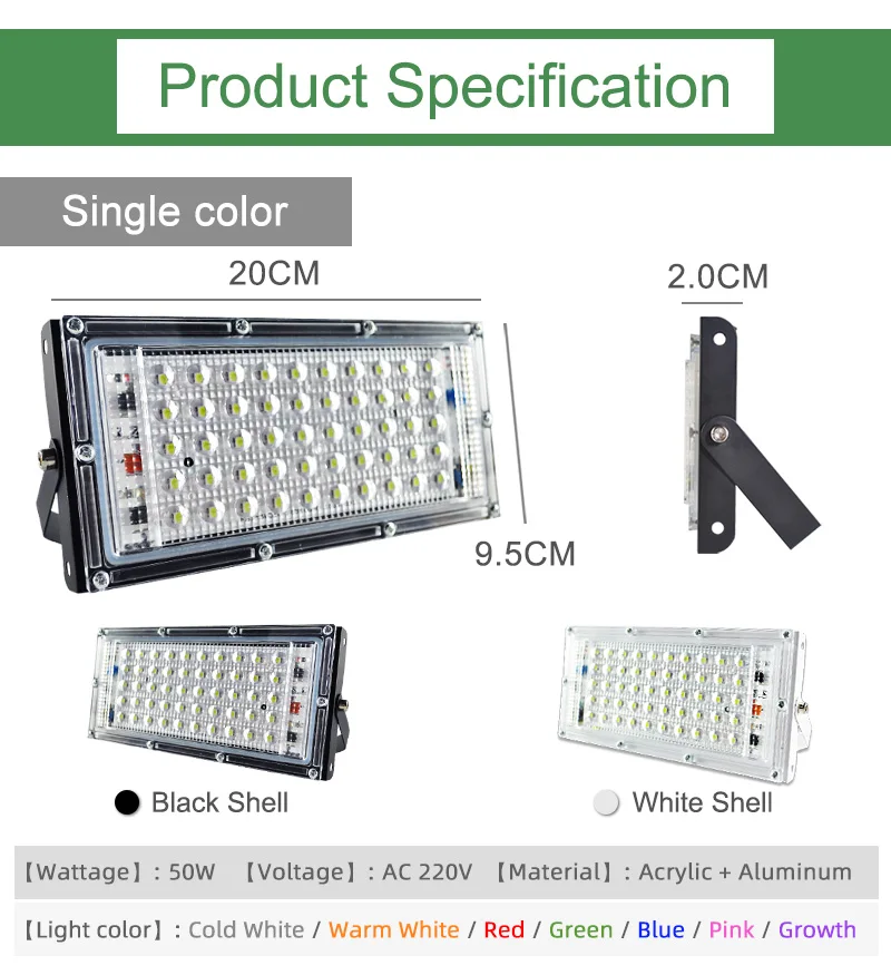 Светодиодный прожектор Открытый 10 W 20 W 30 W 50 W 100 W 150 W 200 W Светодиодный прожектор бра IP65 Водонепроницаемый сад 220 V 110 V RGB Освещение