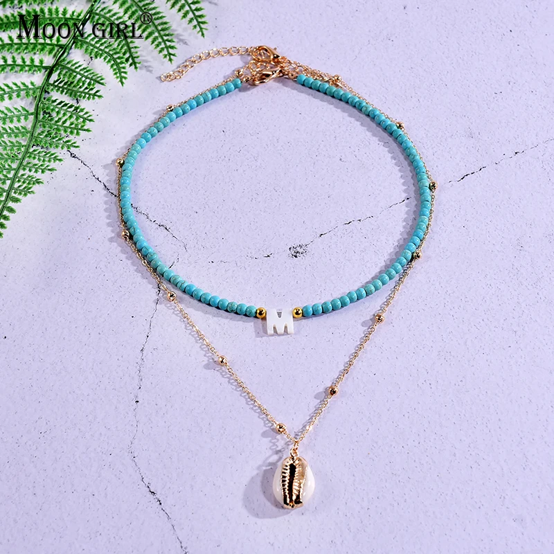 Boho Plage Bohème Coquillage Pendentif Chaîne Collier Tour de Cou Fashion Jewelry HF Boho Plage Bohème Coquillage Pendentif Chaîne Collier Tour de Cou Fashion Jewelry HF